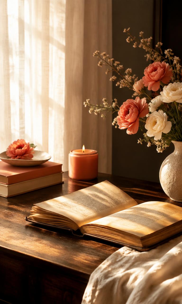 Open book in warm light